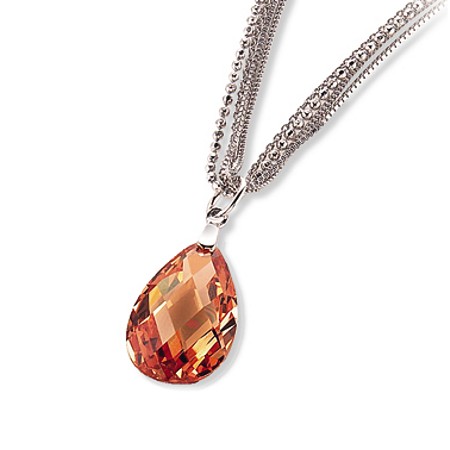 Champagne Teardrop CZ Multichain Necklace - Click Image to Close